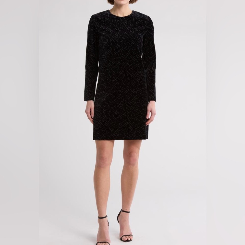 Theory Wynter Dot Long Sleeve Velvet Dress.